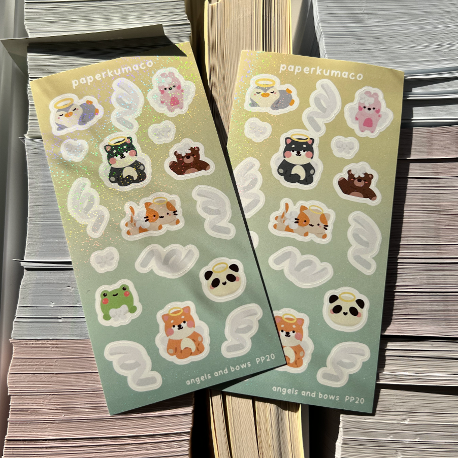 Angels and Bows Shimmer Sticker Sheet
