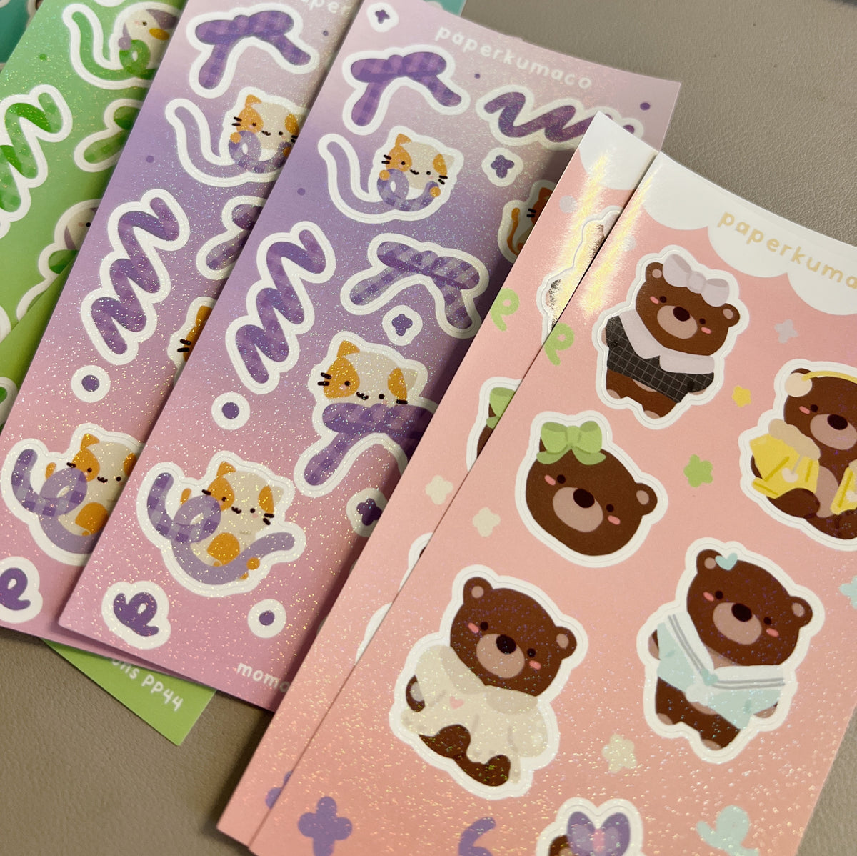 Momo and Ribbons Shimmer Sticker Sheet