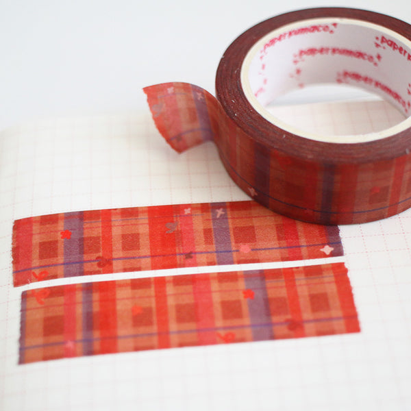 Little Red Gingham Washi Tape - paperkumaco