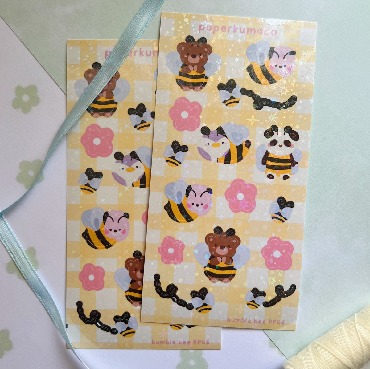 Bumble Bee Shimmer Sticker Sheet