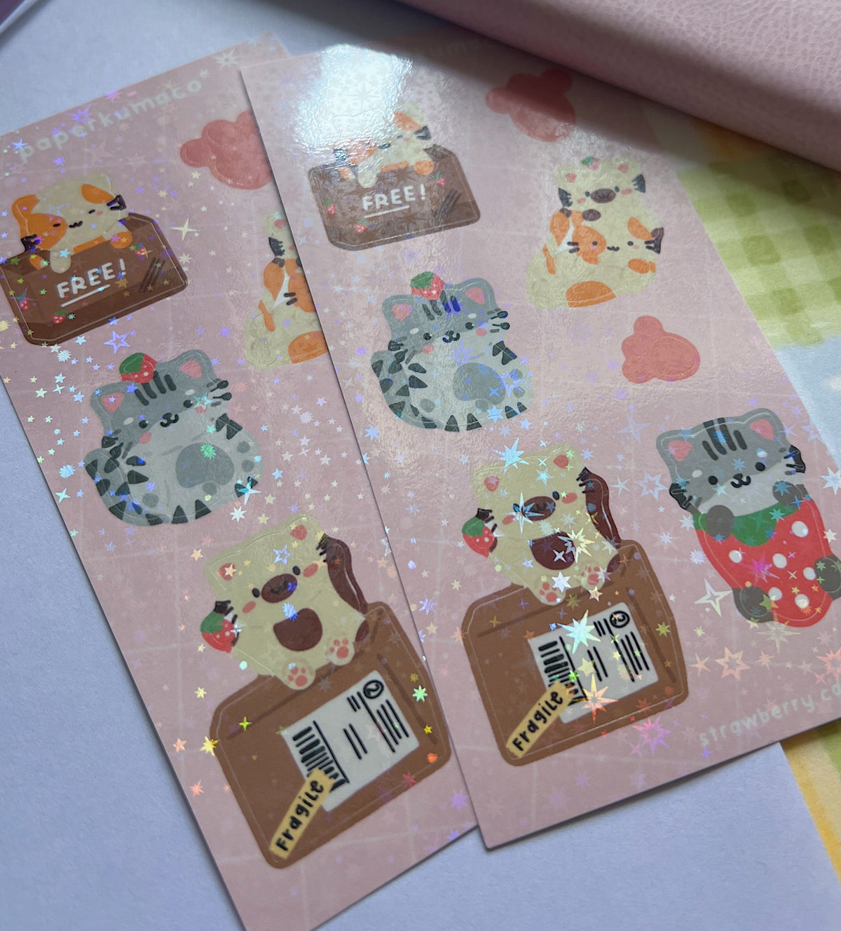 Strawberry Cat Shimmer Sticker Sheet