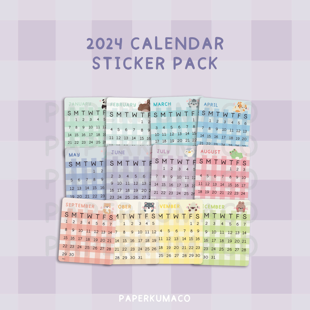 2024 Die Cut Calendar Stickers