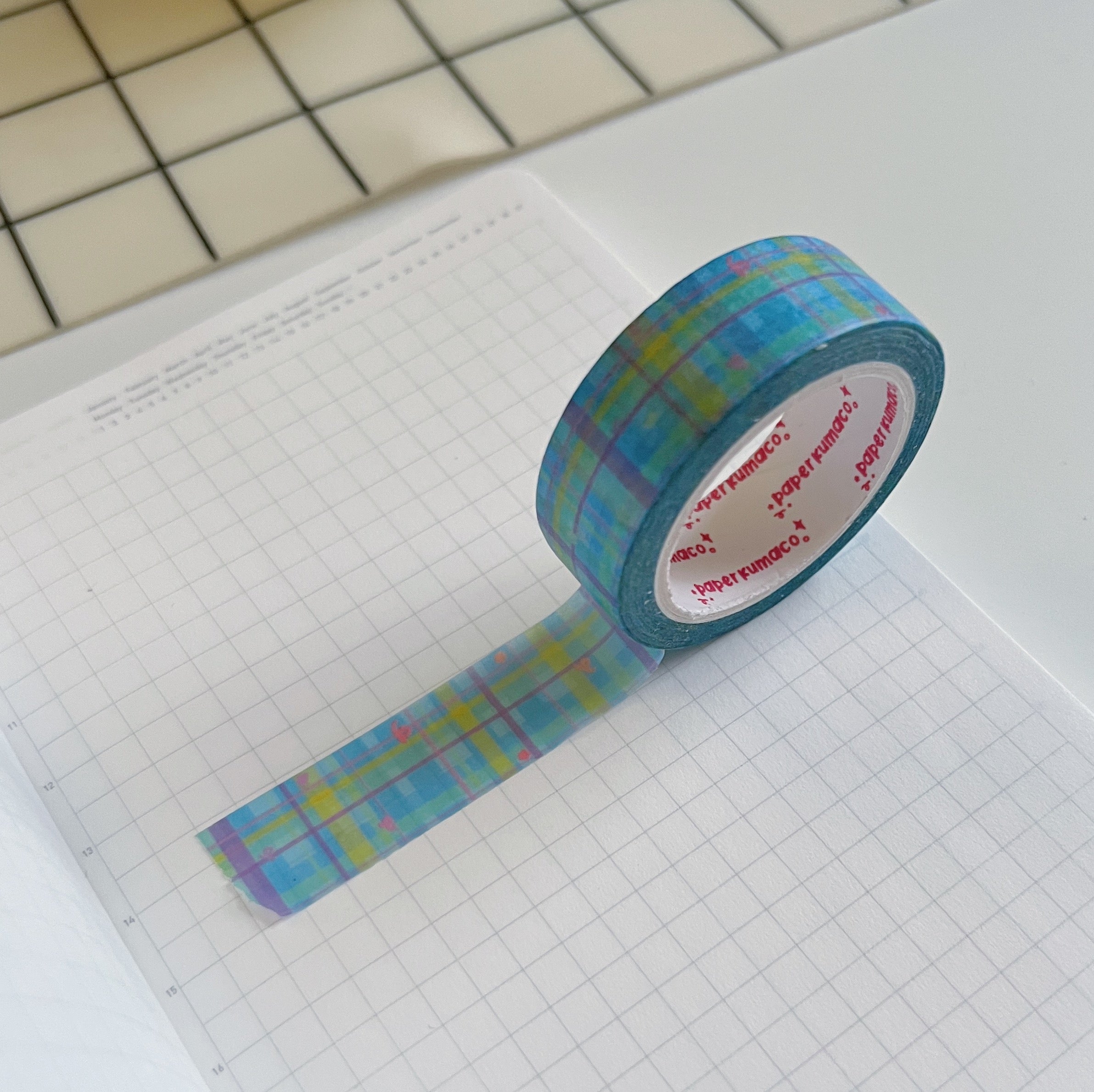 Navy Brown Plaid Washi Tape - paperkumaco