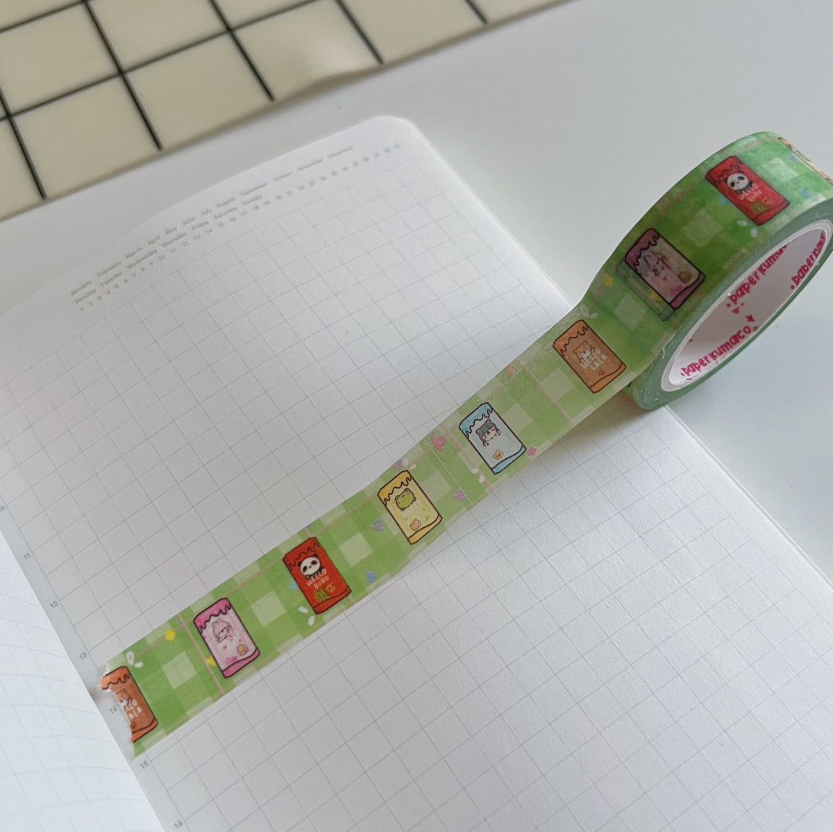 Green Plaid Snack Pattern Washi Tape