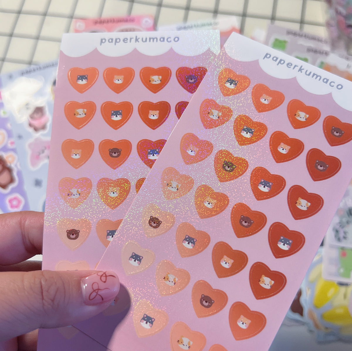PKCSQUAD Hearts v.3 Shimmer Sticker Sheet