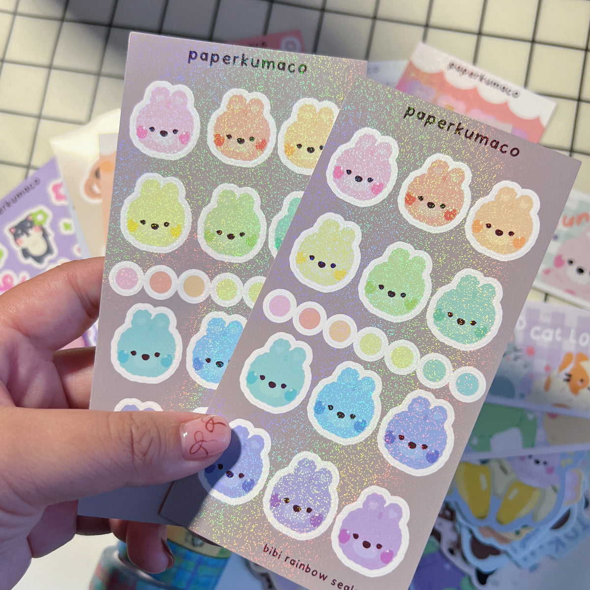 Bibi Rainbow Seals Shimmer Sticker Sheet