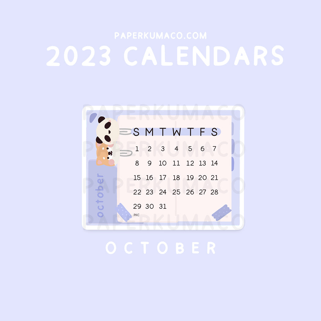 October 2023 Die Cut Calendar Stickers