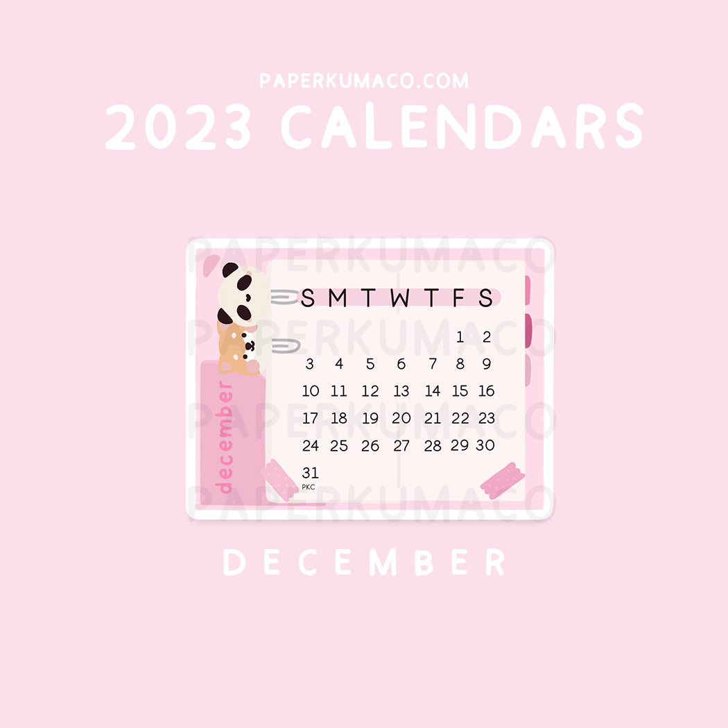 December 2023 Die Cut Calendar Stickers