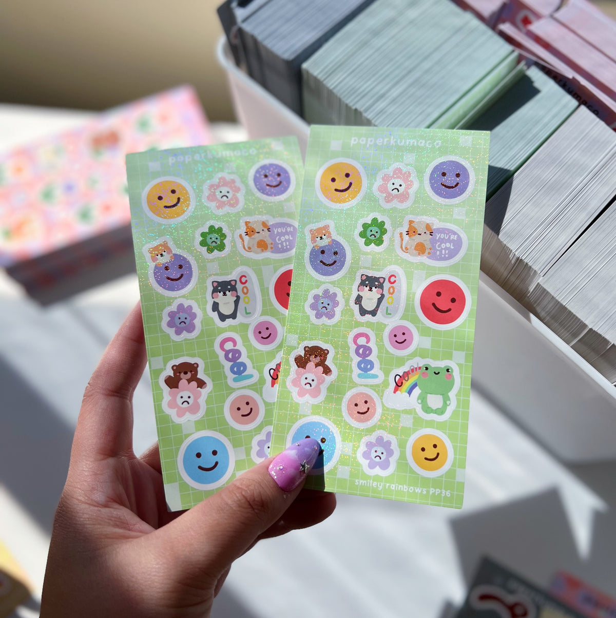 Smiley Rainbows Shimmer Sticker Sheet
