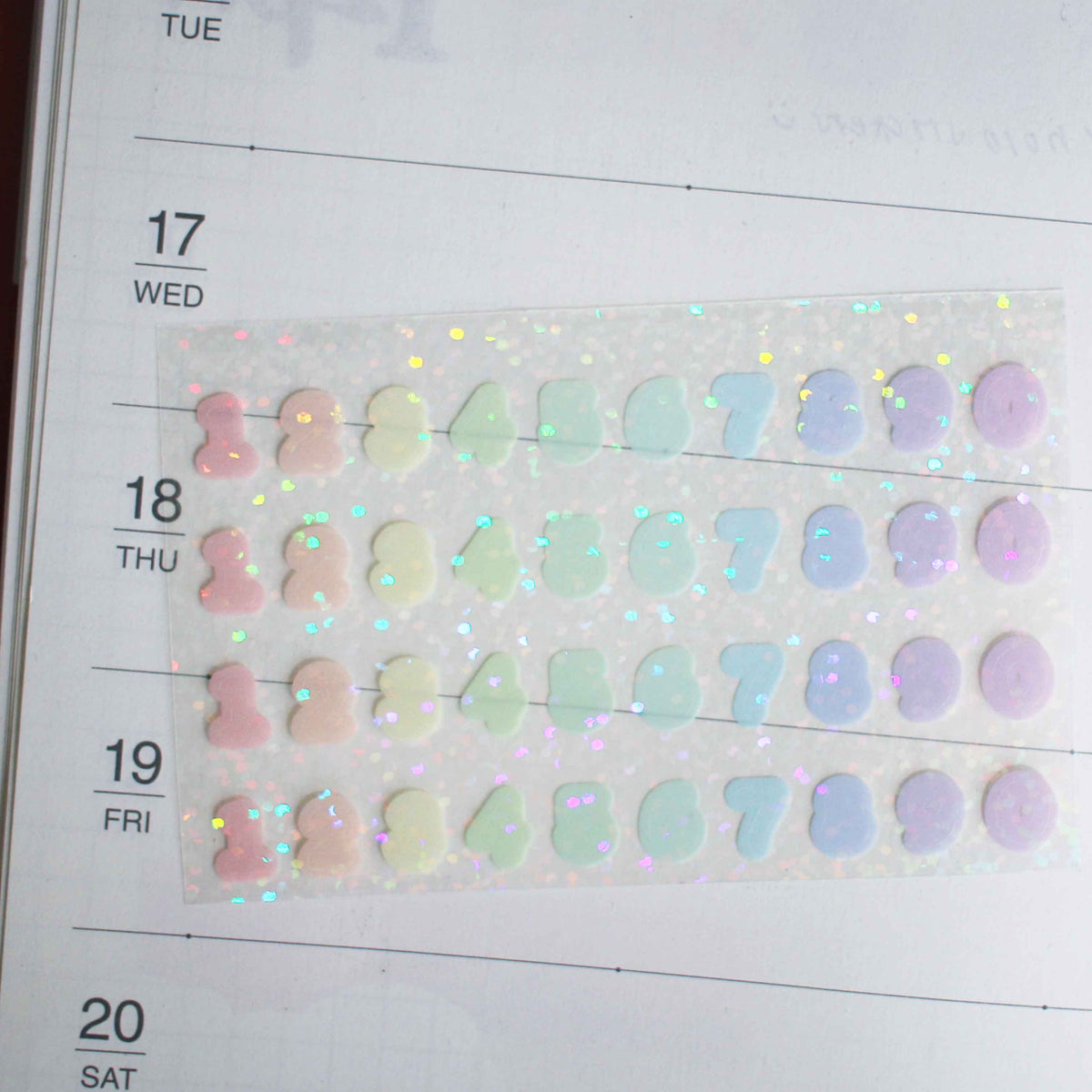 Pastel Numbers Holo Sticker Sheet