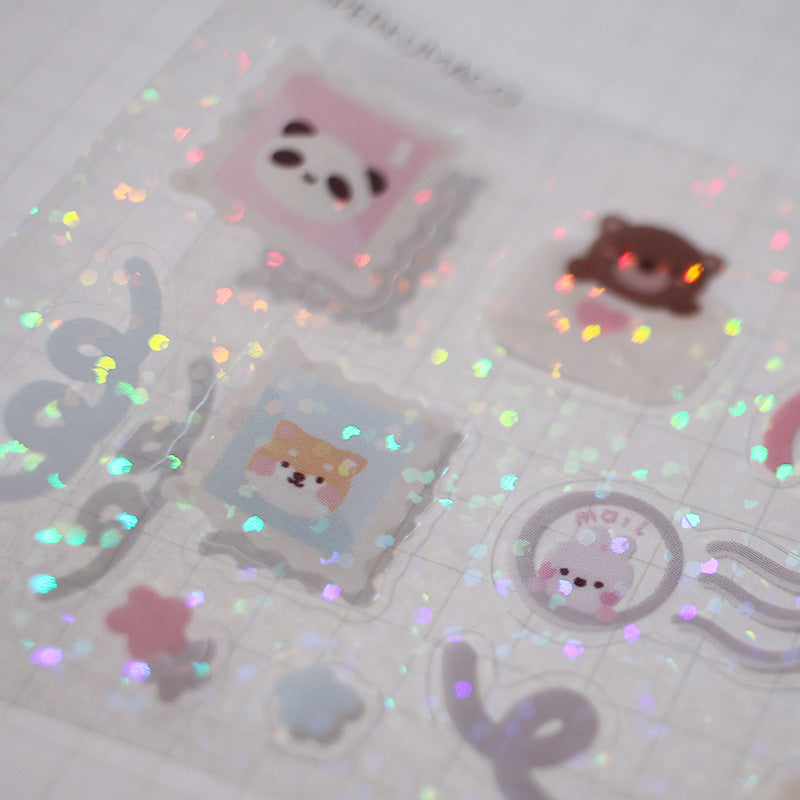 Stamps Letters Holo Sticker Sheet