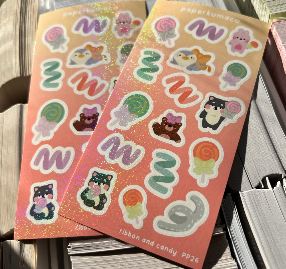 Ribbon and Candy Shimmer Sticker Sheet