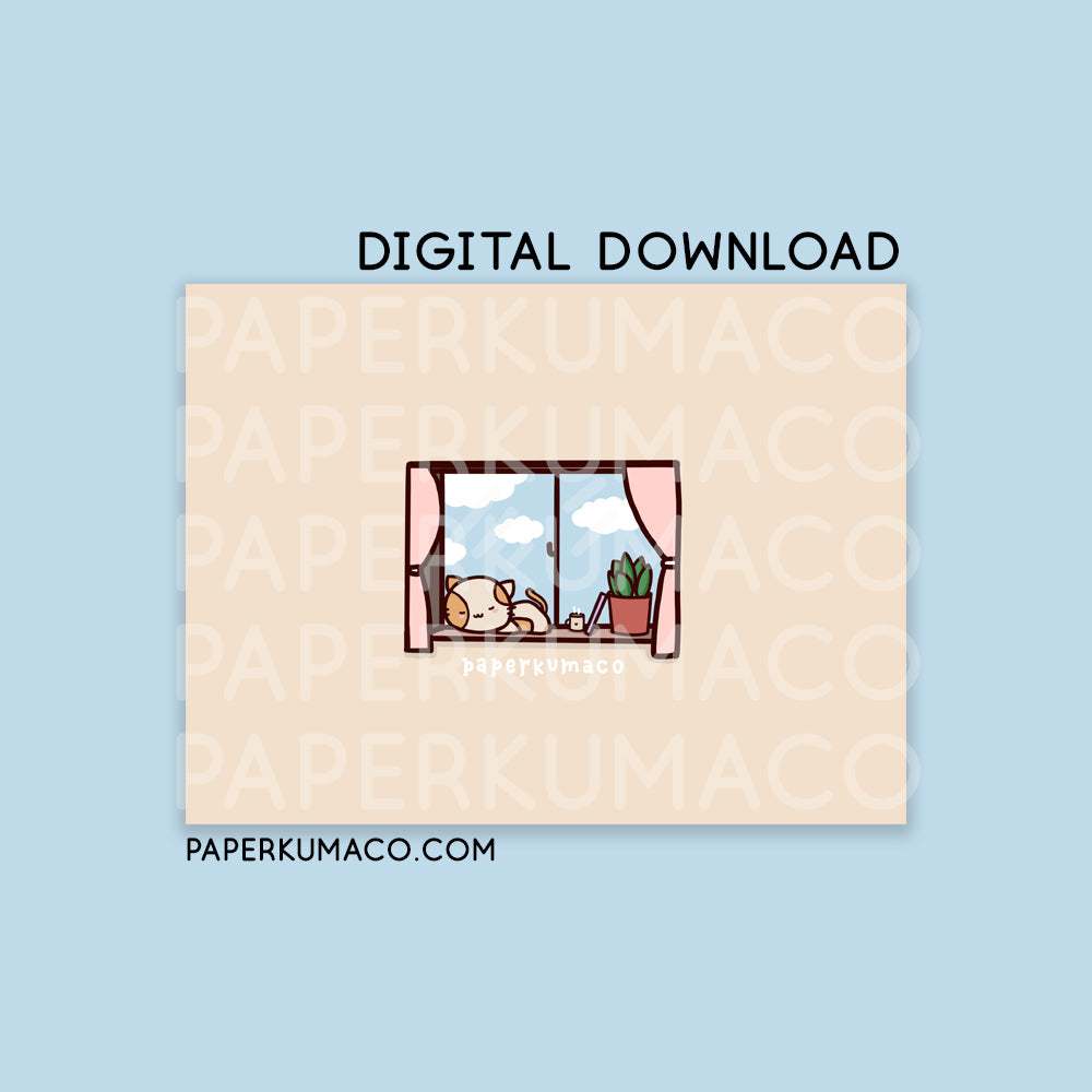 Momo Window Napping Print - Digital Download