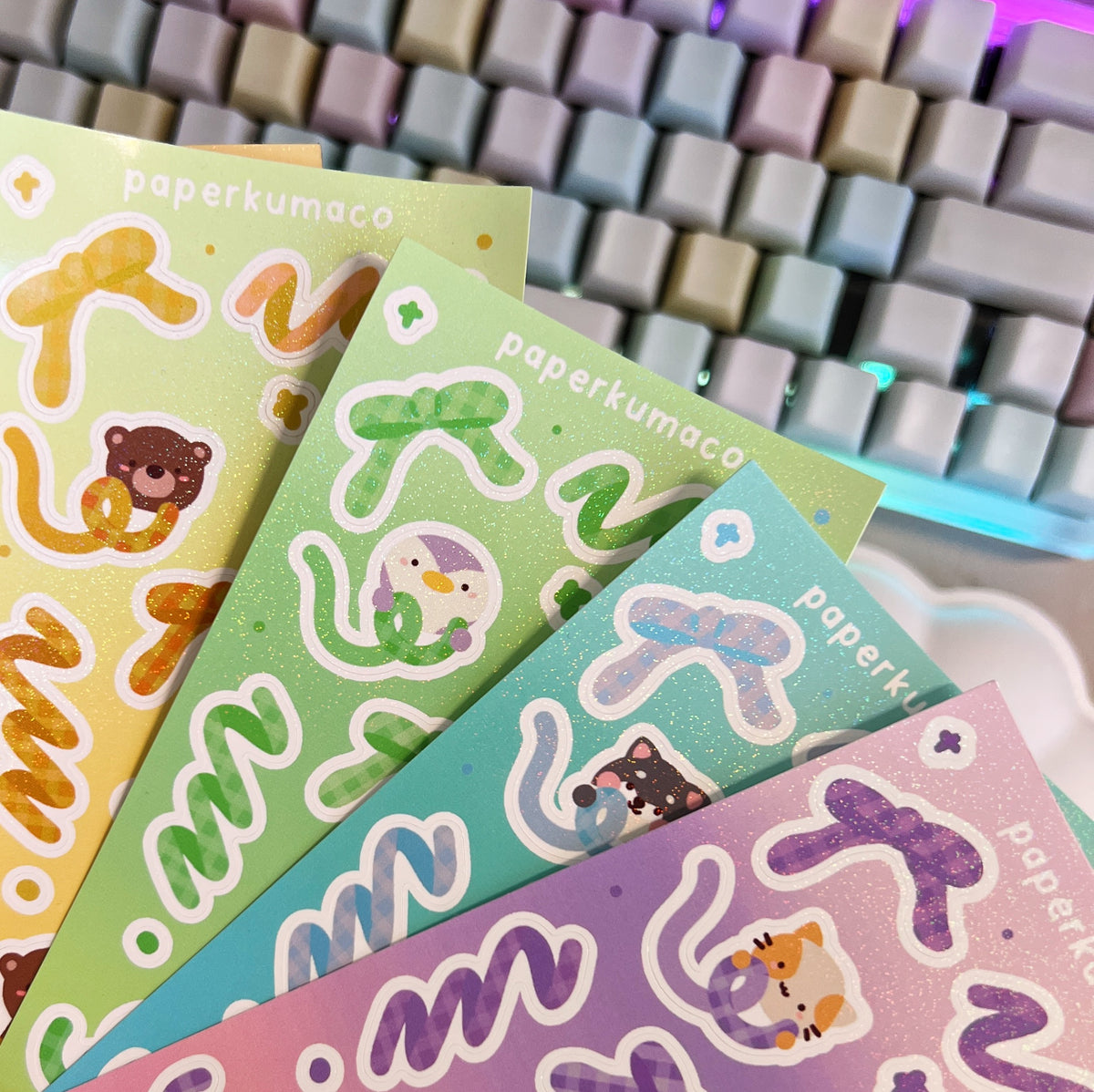 Momo and Ribbons Shimmer Sticker Sheet