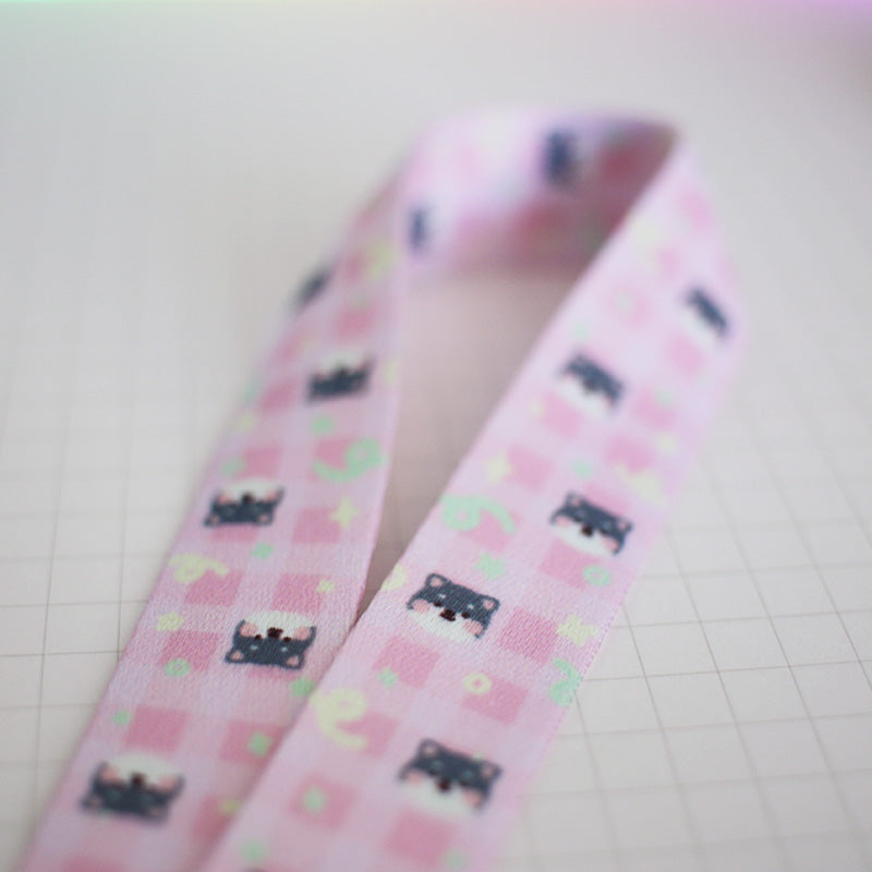 Kiki Purple Pastel Gingham Mini-Lanyard
