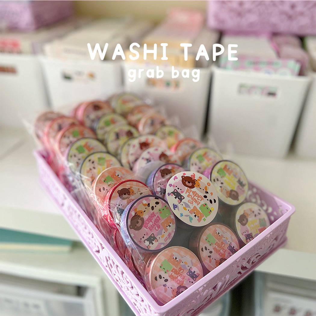 20 Wooden Spools Japanese Washi Tape Grab Bag stripes / Dots