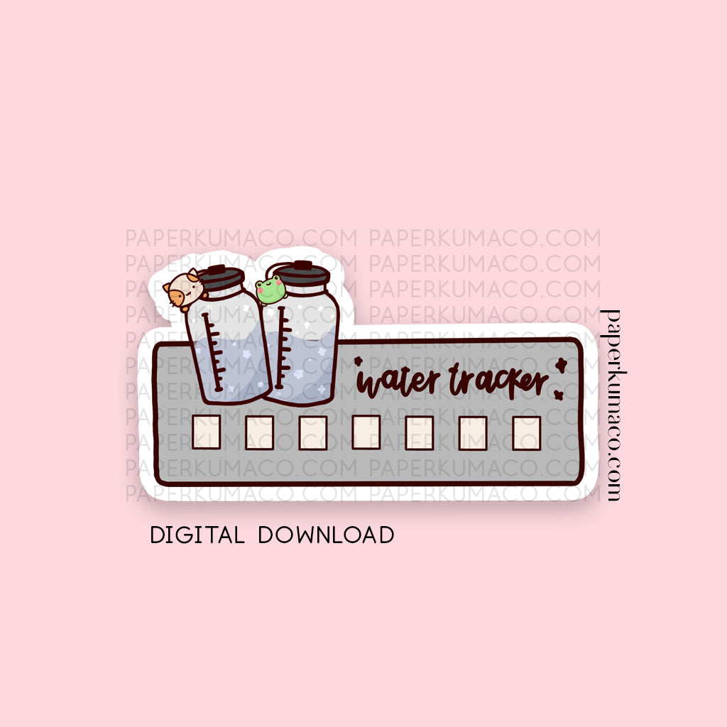 Lili and Momo Water Tracker Clipart - Digital Download
